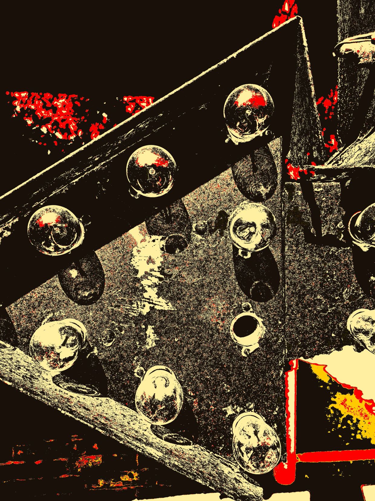 Abstract image of bulbs on a textured surface.