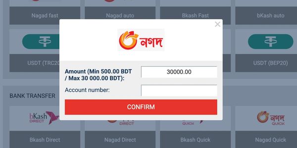 Withdrawal form on Megapari Bangladesh using Nagad payment method. amd payment number 