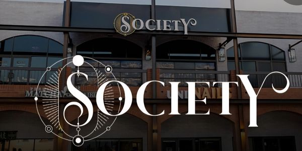 Building facade with the word 'Society' prominently displayed.