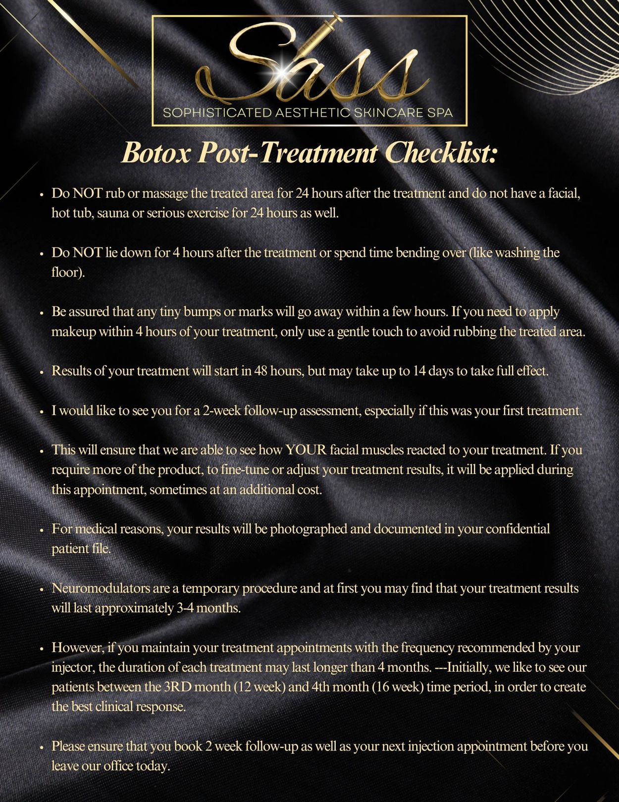 post treatment checklist