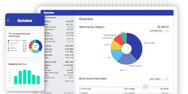 Image of Quicken software financial graphs. 