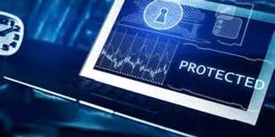 Protected device with the word protected, a lock and other graphics indicating a secure environment