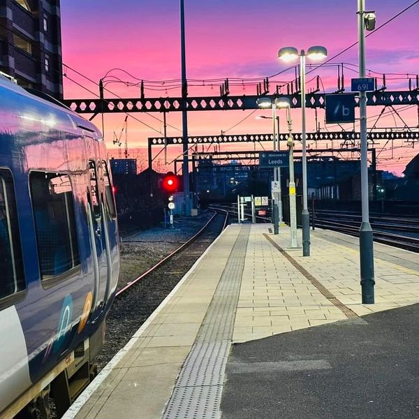 Train at sunset