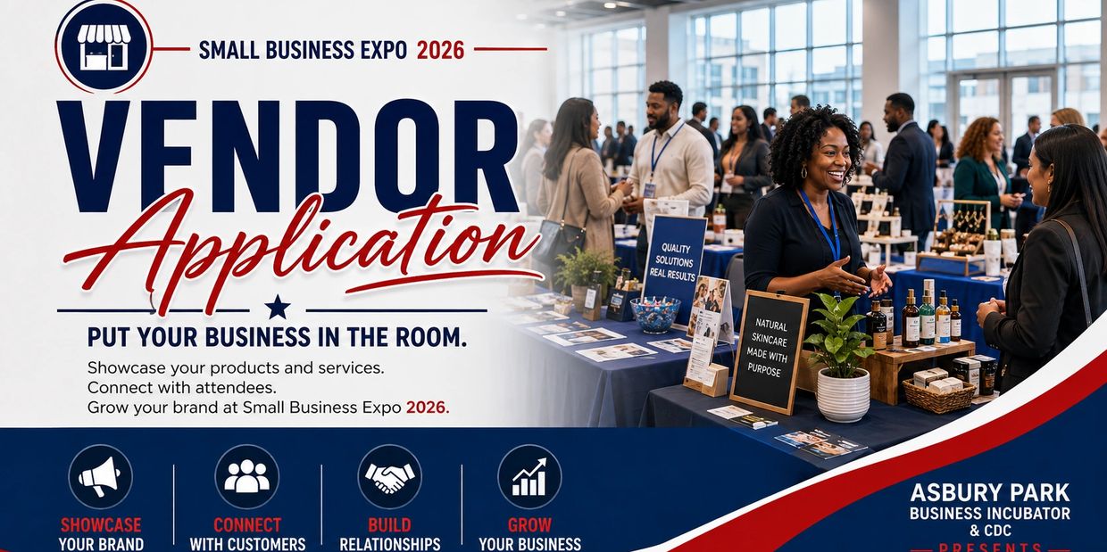 Small Business Expo 2026 vendor application invitation with networking image.
