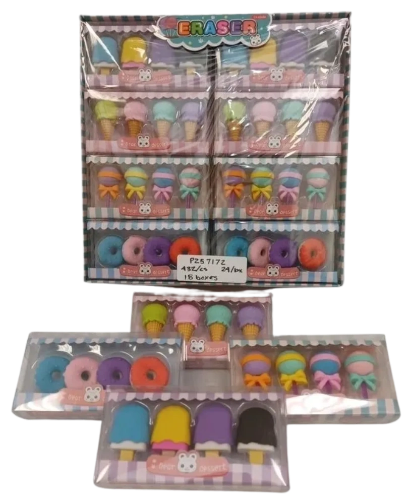 P257172 Mixed Dessert Erasers (18pk/bx)