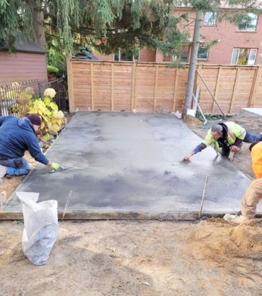 Poured and finished slab of concrete