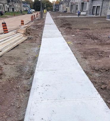 Finished concrete sidewalk