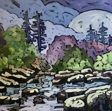 Full Moon Rising - 20 x 20” oil on deep gallery wrapped canvas - Sold
