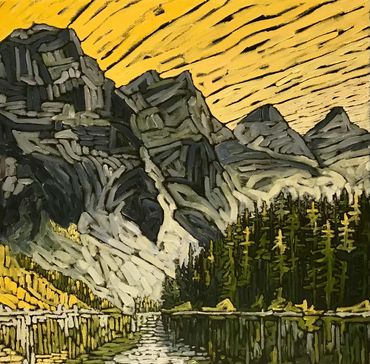 Rocky Mountains - 16 x 16” oil on deep canvas