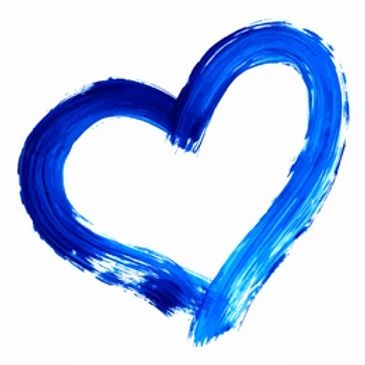 Blue paint in the shape of the outline of a heart
