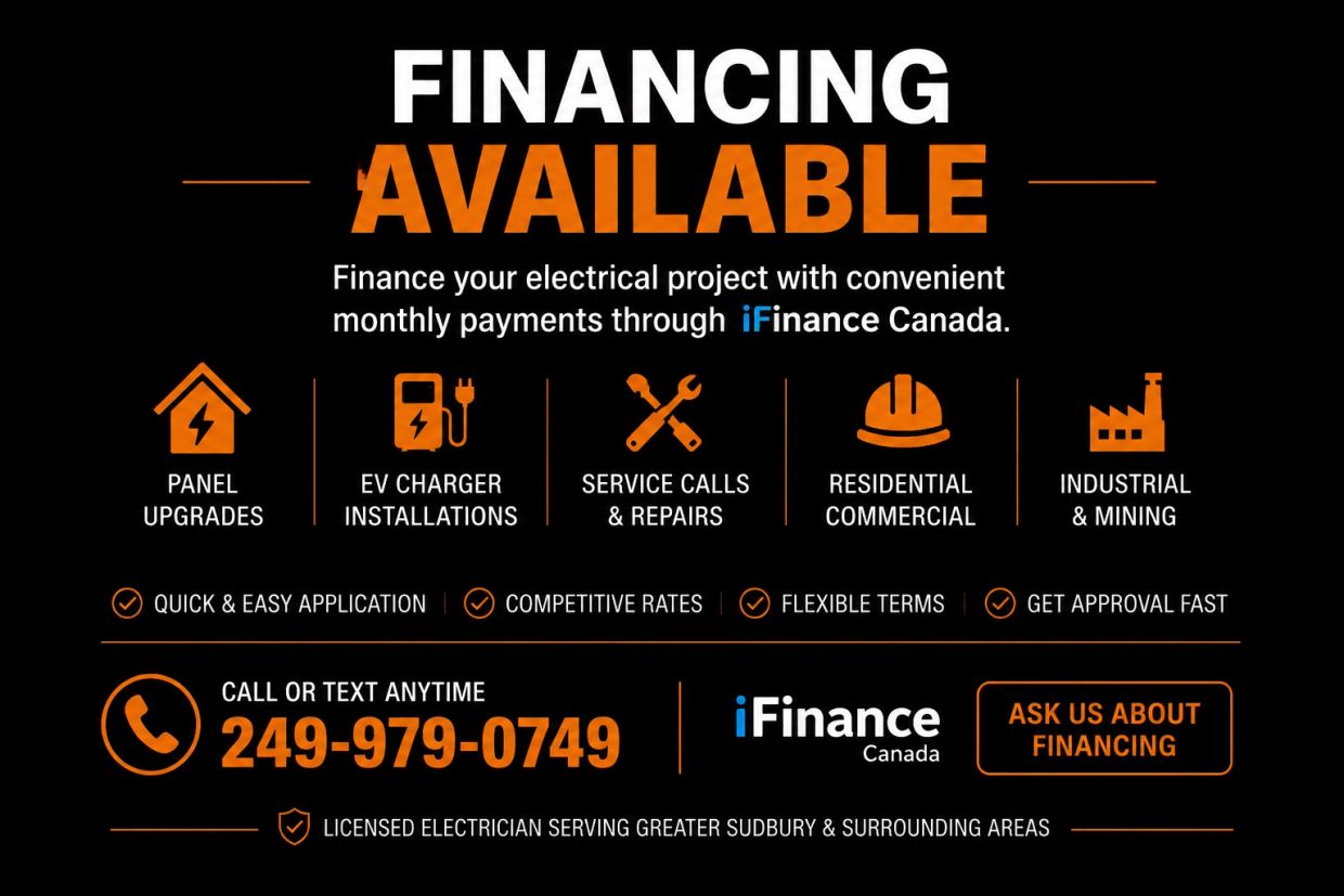 Financing available for electrical projects with easy monthly payments through iFinance Canada.