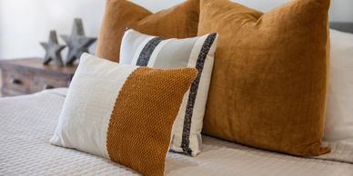 decorative pillows on king bed