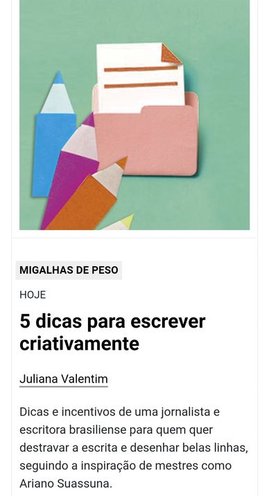 Dicas para escrever criativamente de Juliana Valentim, Palavras que Dançam.