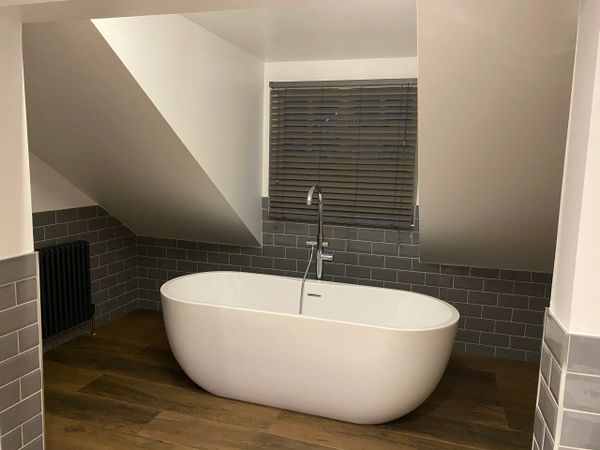 stand alone bath, plumber in Ross on Wye, tiling, bath, bathroom installation, heating, boiler