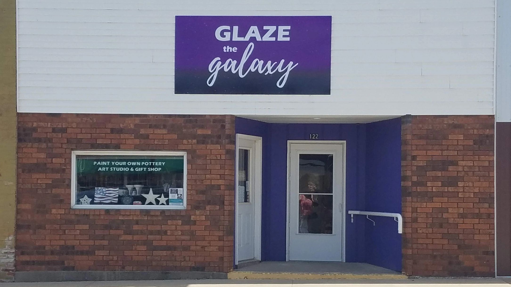 Glaze the Galaxy storefront Paint Your Own Pottery Ceramics North English, IA