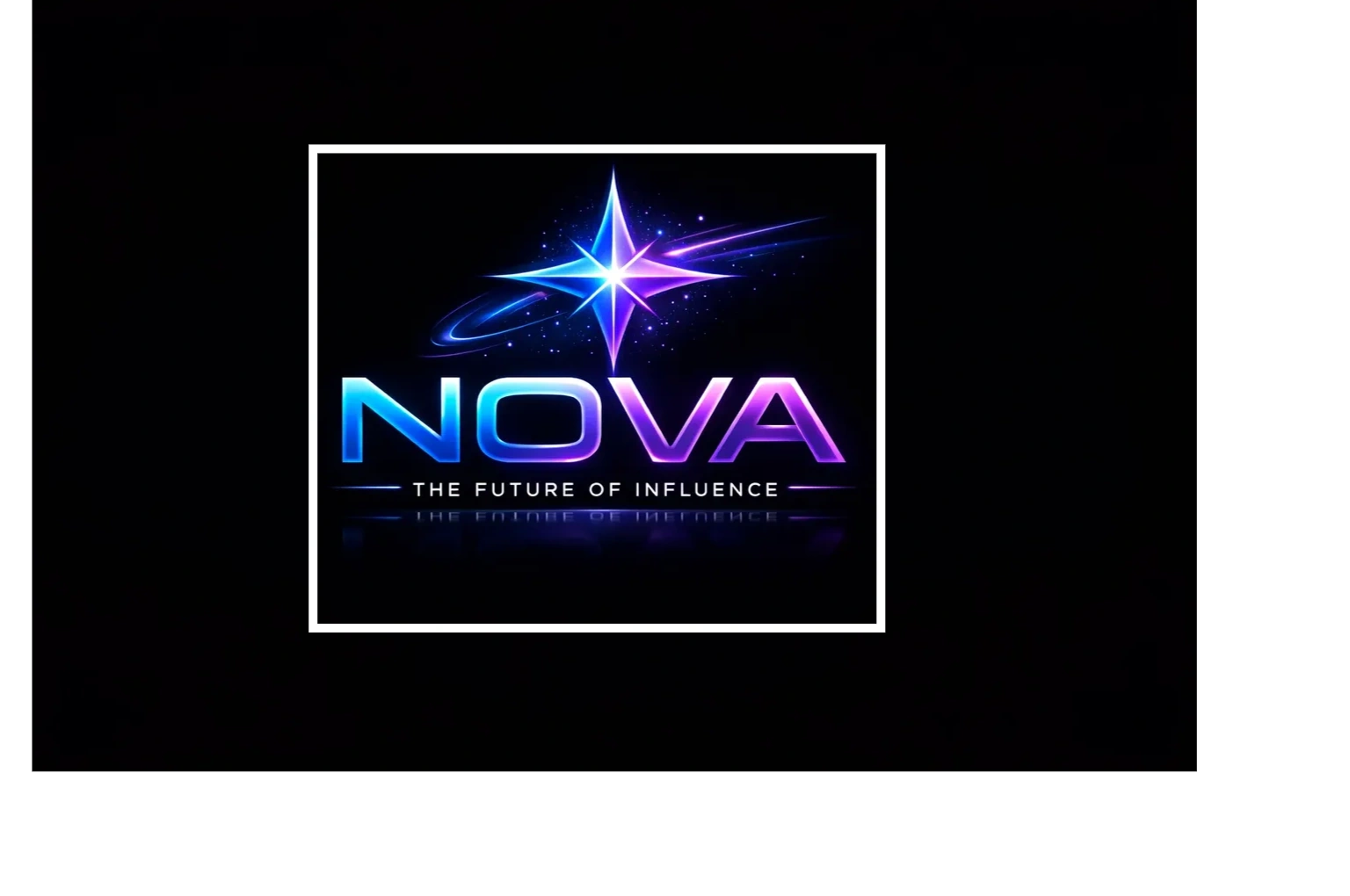 Logo for NOVA with a futuristic star and tagline.