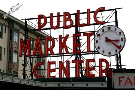 Major iconic location in Downtown Seattle the Pike Place Market