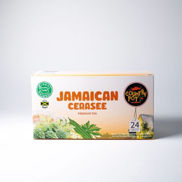 Country Pot Jamaican Cerasee tea bags packaged in a rectangular box