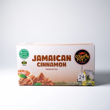 Country Pot Jamaican cinnamon tea packaged in a rectangular box