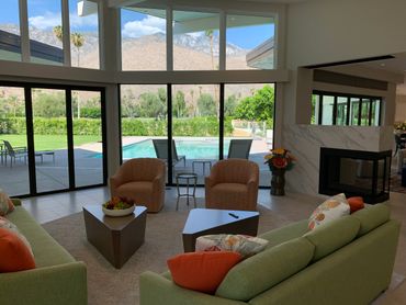 Palm Springs desert modern residence with golf course and mountain views by R.L. Osborn Architect.