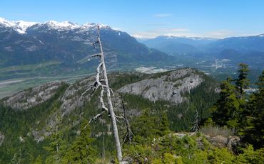 View from the Sea to Sky  Gondola resort overlooking the Chief and the town of Squamish BC.