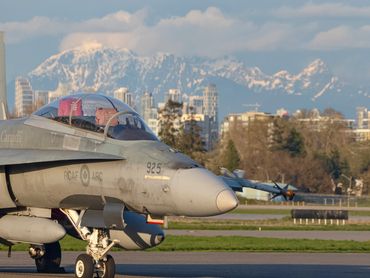 RCAF CF-18B Hornet on the South ramp at YVR.