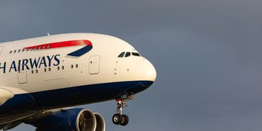 British Airways Airbus A380 arriving at Vancouver International Airport.