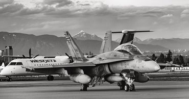 RCAF CF-18B Hornet on the South ramp at YVR.
