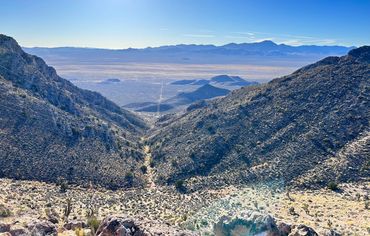 Power lines overlook Nevada. ET highway is below and in the distance Area 51.