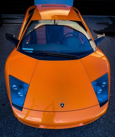 Lamborghin Murcielago parked outside Lamborghini Vancouver. 