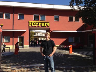 Waiting to go inside the Ferrari factory on a tour in 2013. 