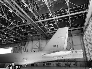 B-52 Stratofortress in a hangar at Edwards AFB during the OpenHouse in October 2022. 