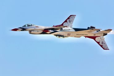 USAF Thunderbird solo pair in action over  Nellis AFB.