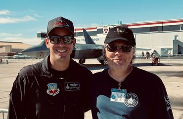 Meeting up with 2022 F-22 display pilot Major Josh ‘Cabo’ Gunderson. Took him for a spin in an Aston
