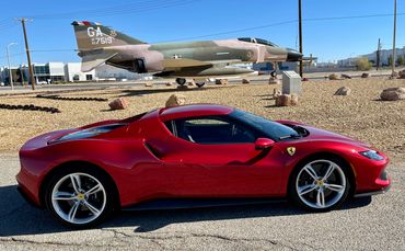 Ferrari 296 GTB with an F4 Phantom Gate Guard at Victorville in California. 