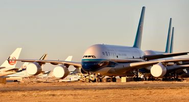 Airbus A380’s of China Southern in storage at Mojave Air and Space Port in California.
