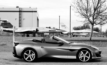 Ferrari Portofino outside Lockheed Martin’s famous Skunk Works at Plant42 in Palmdale California. 