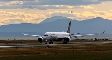 Lufthansa Airbus A350 waiting to depart Vancouver International Airport