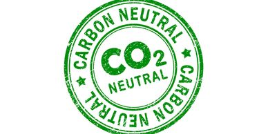 Green stamp indicating carbon neutrality with CO2 symbol.