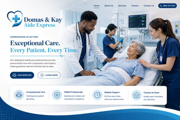 Healthcare professionals providing compassionate care to an elderly patient in a hospital.