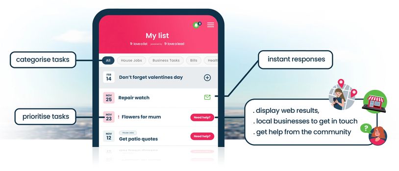 Love-a-List suggests helpful everyday tasks, keeps everything in one place, and lets you get things 
