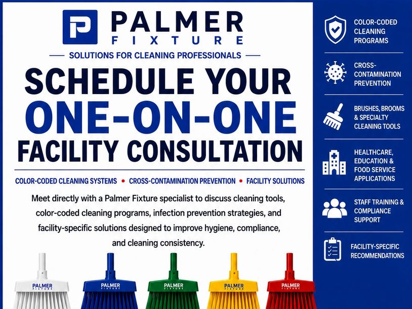 Schedule a one-on-one facility consultation with Palmer Fixture for cleaning solutions.