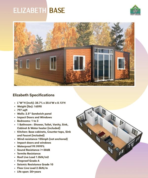 Elizabeth Base: A durable, spacious modular home with modern amenities and high safety standards.
