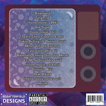 Digital album tracklist for "Dreamland" Pictured an old television with static with the list inside.