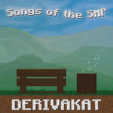 Digital album cover for "Songs of the SMP."  Pictured is a bench, a music box, and landscape.