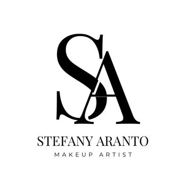 Elegant black and white logo for Stefany Aranto, makeup artist.