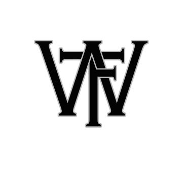 A stylized black and white intertwined monogram with letters.