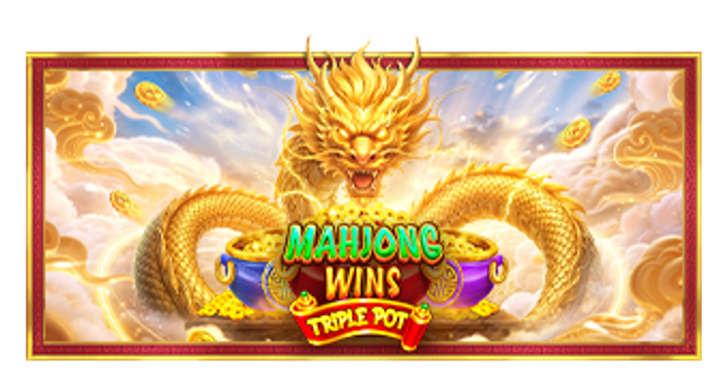 Golden dragon with Mahjong wins sign.