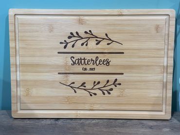 11 inch Bamboo cutting board with a personalized touch