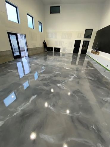 Epoxy flooring in a commercial lobby